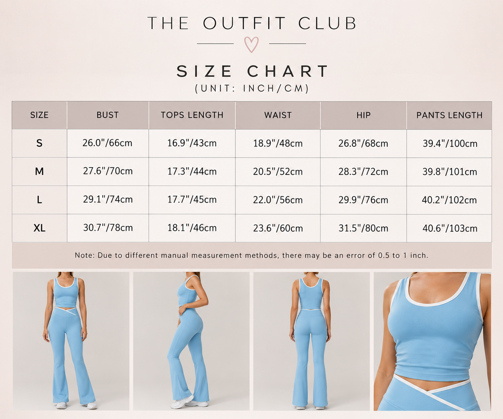 Baby Blue Contrast Trim Activewear Set – Flared Leggings
