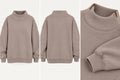 Taupe high neck oversized sweatshirt front back and collar detail